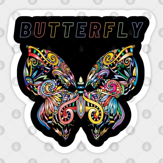 Butterfly Mandala T-Shirt Sticker by EG78